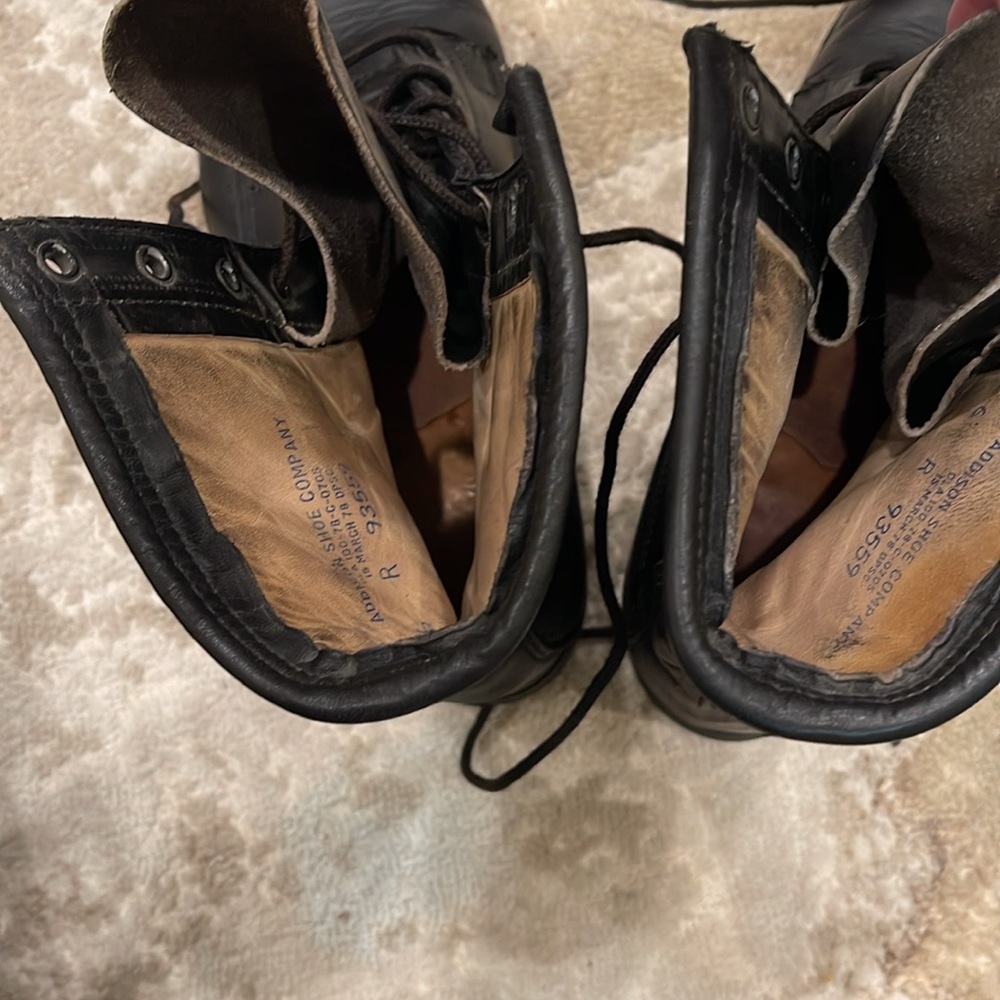Vintage ADDISON SHOE COMPANY Black Leather Combat Boots Steel Toe Size 6 R - Picture 8 of 12